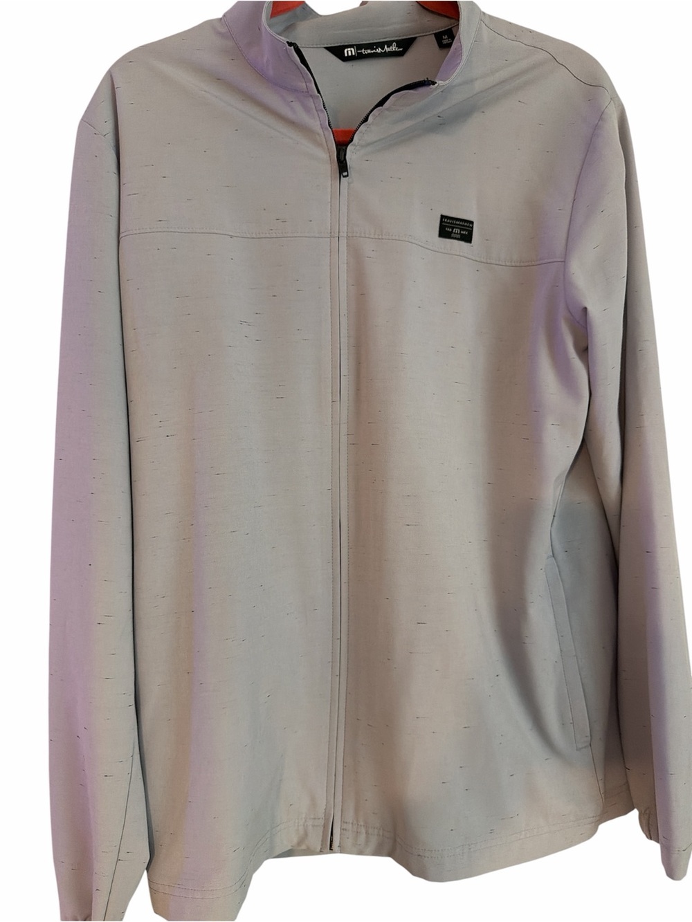 Travis Mathew Light Gray Full-Zip Shirt Jacket with Subtle Speckle